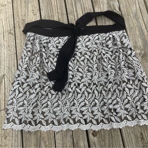 Silver shimmer Half apron sparkly lace dirndl  wedding bridal costume gift